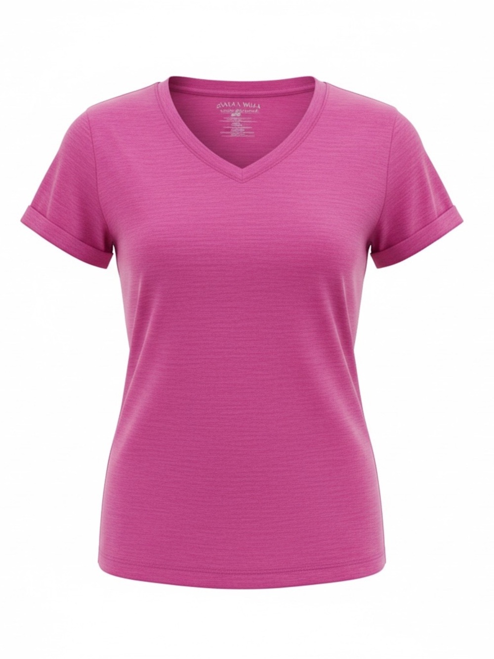 Beverly Hills Polo Club Women's V-Neck Short Sleeve Tee in Fuchsia Pink